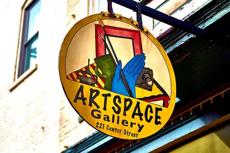 Exterior signage with Artspace Gallery logo in Bloomsburg, PA.