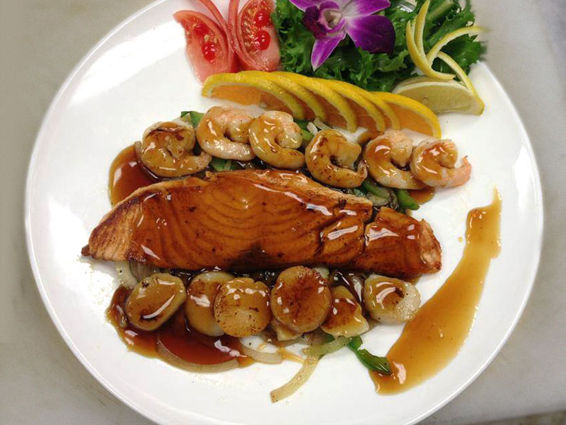 A chicken and shrimp dish from Uma Japanese Hibachi Steakhouse in St. Clair, PA.