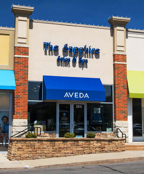 The exterior of Sapphire Salon and Spa at the Shoppes at Montage in Moosic, PA.