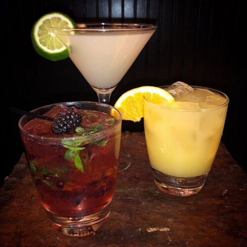 Three cocktails on a table at Rustic Kitchen inside Mohegan PA in Wilkes-Barre, PA.