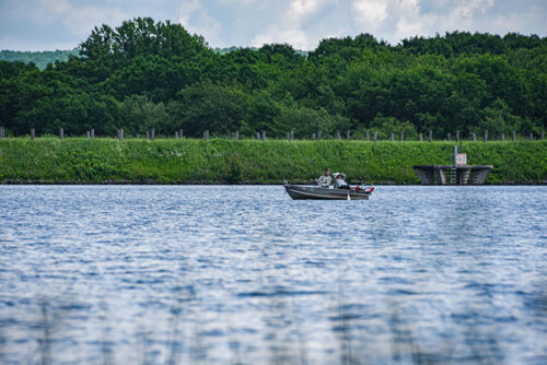 Boaters enjoy a day on the water at Locust Lake State Park in Barnesville, PA.