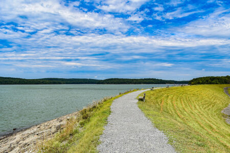 View of Lake Wallenpaupack along the Wallenpaupack Lake Trail in Hawley, PA.