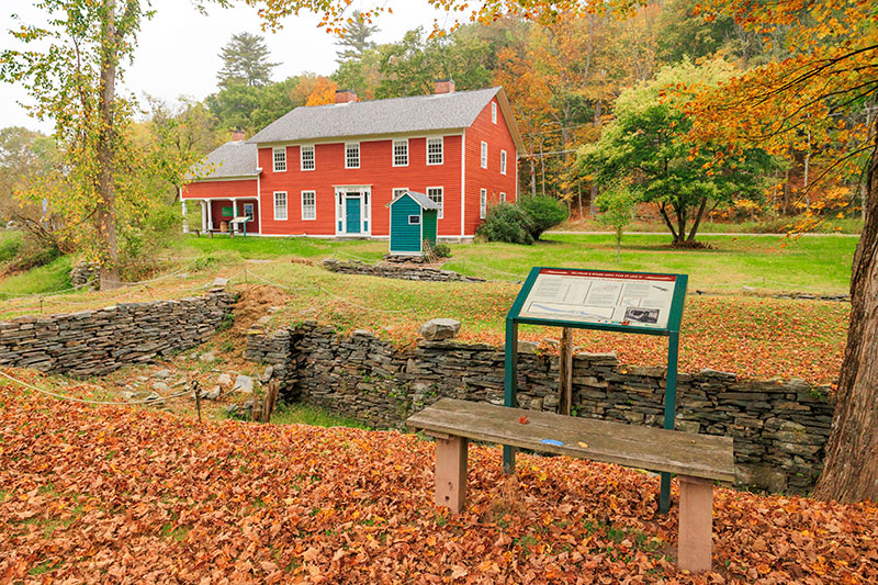 Exterior view of the Daniels Farmhouse at D&H Canal Park at Lock 31 in Hawley, PA.