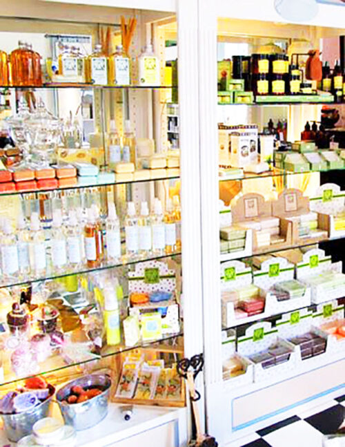 The bright interior of The Village Bath Shop in Hawley, PA.