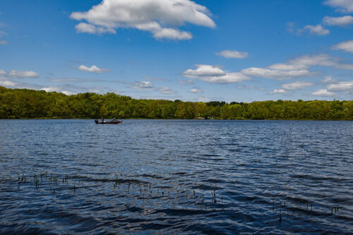 Scenic shot of Moon Lake at the Moon Lake State Forest Recreation Area in Hunlock Creek, PA.