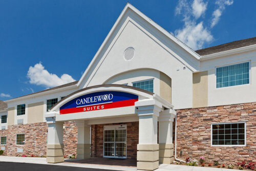 Exterior of Candlewood Suites in Hazleton, PA.