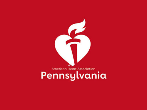 A logo with a heart and a torch for the American Heart Association of NEPA.