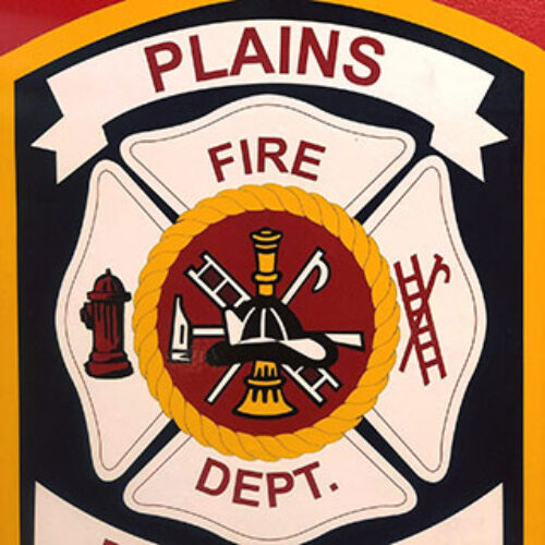 A photo of the badge for the Plains Township Fire Dept. in Plains Township, PA.
