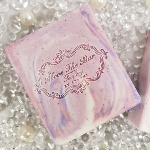 A close up of a purple bar of soap from Above the Bar Soapery in Pocono Lake, PA.