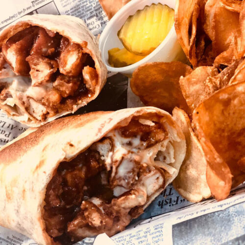 A close up of a wrap from The Peanut Bar in Carbondale, PA.