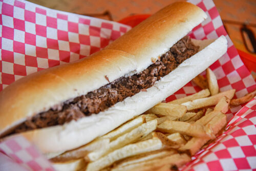 A cheesesteak with a side of fries from White House Steak and Deli in Scranton, PA.
