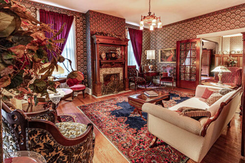 The victorian style parlor at Emily's Bed and Breakfast in Hazleton, PA.