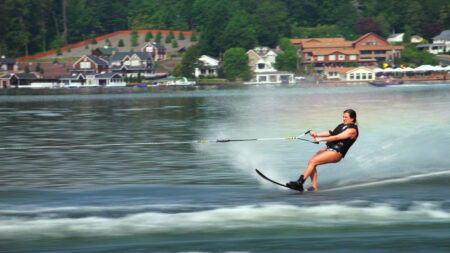 Water skier on Harveys Lake in Luzerne County, PA.