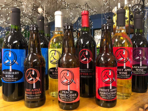 Assortment of hard apple cider flavors from Ritter’s Cider Mill in Mount Cobb, PA.