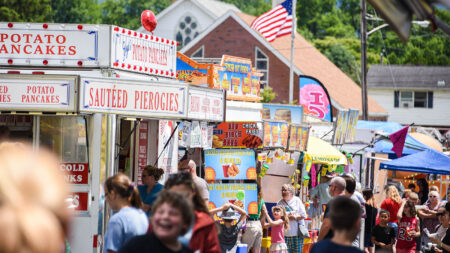 View of the food vendors at the Edwardsville Pierogi Festival, a NEPA event happening annually in Edwardsville, PA.