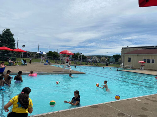 People in the pool at Weston Field in Scranton
