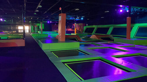 The glow in the dark bounce setting at Nova Tramoline Park in Wyoming, PA