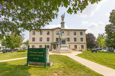 A view of the monument in front of the Wyoming County Courthouse in Tunkhannock, PA.