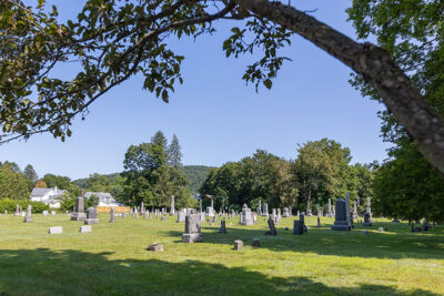 A view across the historic Gravel Hill Cemetery in Tunkhannock, PA.