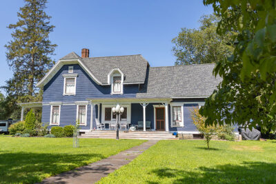 A blue mansion along the Historic Tunkhannock Walking Tour in Tunkhannock, PA.