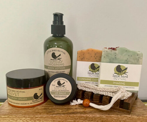 Bath and body products from Little Bird Revival in Scranton, PA.