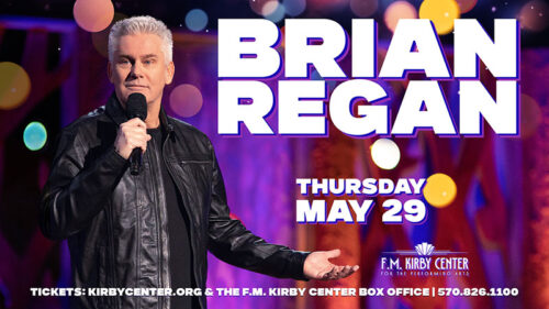 Promotional image of Brian Regan for his upcoming show at the F.M. Kirby Center in Wilkes-Barre, PA.