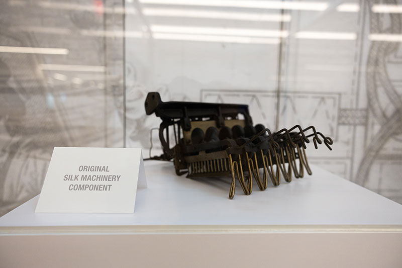 Original silk machinery component on display at their Carbondale headquarters. 