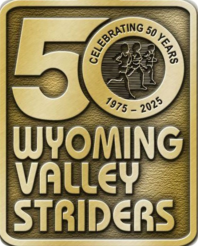 Wyoming Valley Striders 50th Anniversary logo. 