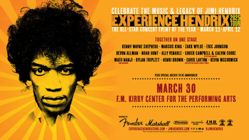 A promotional photo for the Experience Hendrix Tour set to play at the Kirby Center in Wilkes-Barre, PA.
