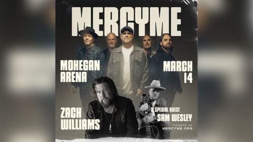 A promotional photo of the MercyMe group along with Sam Wesley for their show at Mohegan Arena in Wilkes-Barre Twp., PA