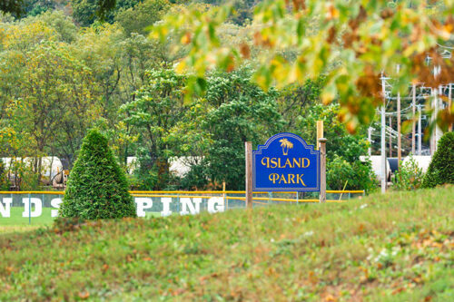 A sign depicting the entrance of Schuylkill Haven Island Park in Schuylkill Haven, PA.