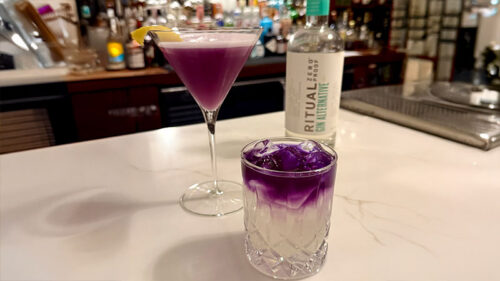Purple mocktails on the bar at The Stegmaier in Wilkes-Barre, PA