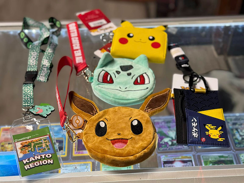 Assorted Pokémon merch on display at 619 Collectables in Pottsville, PA.
