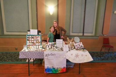 A mother and daughter pose for the camera during Winterfest in Jim Thorpe, PA