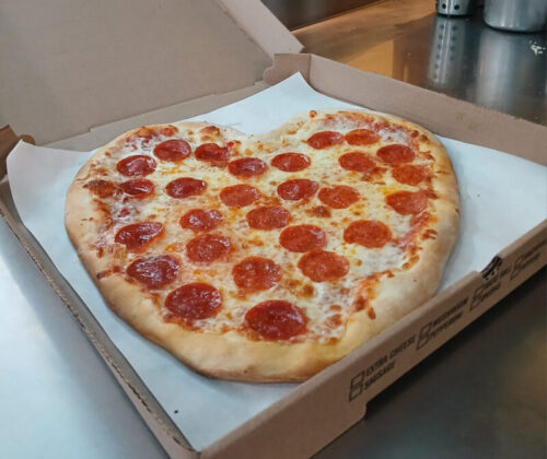 Heart shaped pizza from Aldo's Pizzeria in Taylor and Wilkes-Barre, PA.