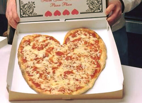 Heart shaped pizza from Joe's Pizza in Nanticoke, PA.