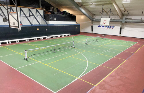 A pickleball court at Odyssey Fitness in Wilkes-Barre, PA.