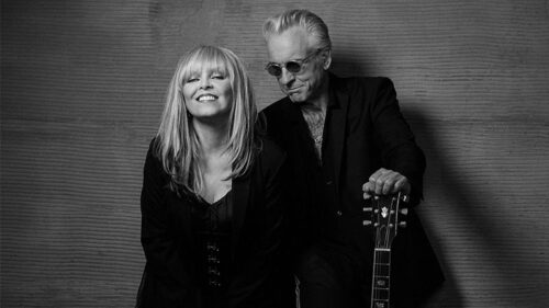 ​A black-and-white photograph of Pat Benatar and Neil Giraldo, who are scheduled to perform at the F.M. Kirby Center in Wilkes-Barre, PA.