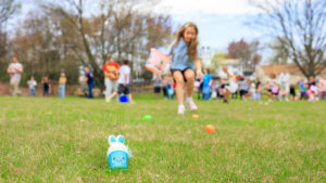 Children participating in the Easter Egg Hunt in Jenkins Twp., PA.