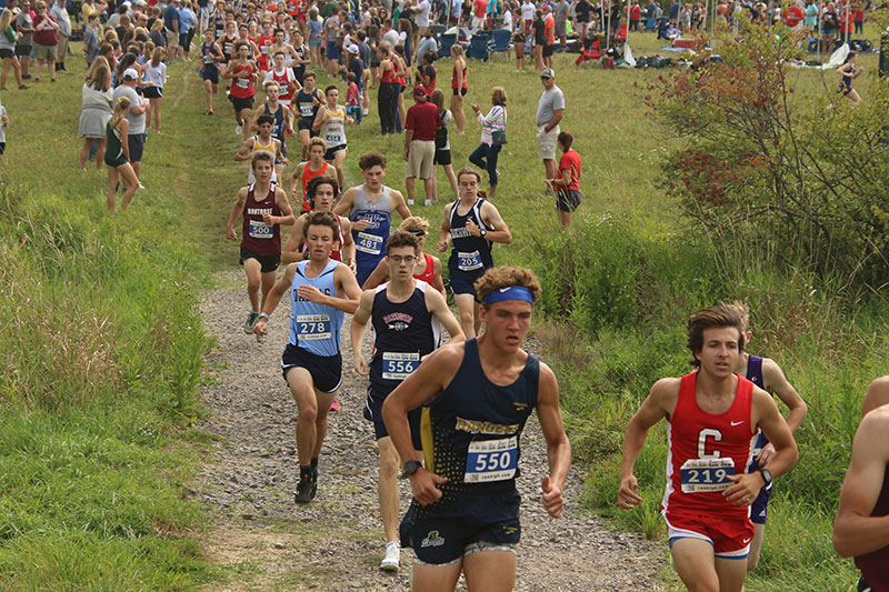 Boys varsity runners push the pace during the Wyoming Valley Striders 2022 Cliff Robbins Sr. Memorial.