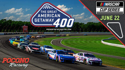 The Great American Getaway 400 presented by VISITPA.com - NASCAR Cup Series Race The NASCAR Cup Series returns to Pocono Raceway on Sunday, June 22.