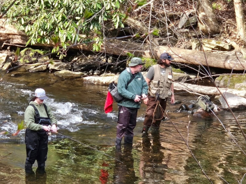 Expert guide from Gondella Outdoors leads fly fishing trip.