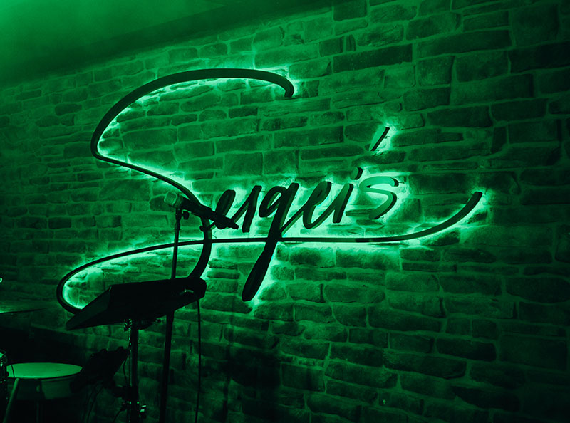 Sergei's LIVE signage behind the state in downtown Scranton, PA.