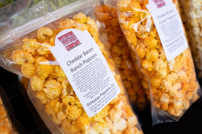 A bag of cheddar bacon ranch popcorn from Pittston Popcorn.