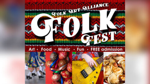 An image for the Folk Art Alliance Folk Fest, held at The Walk In Art Center in Schuylkill Haven, PA, promotes art, food, music, fun and free admission.