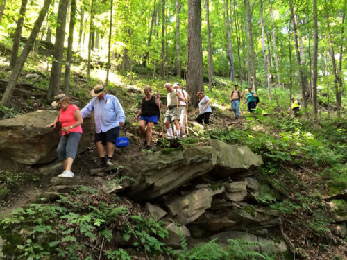 People walking along the Allegheny Portage Railroad in Gallitzin, PA.