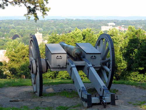 The antique cannon at the Morristown National Historic Park in Morristown, NJ.