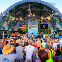 A band performs on stage at the Briggs Farm Blues Festival in Nescopeck, PA.