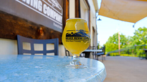 A glass of Hillclimb Hustle Pilsner from Breaker Brewing Company