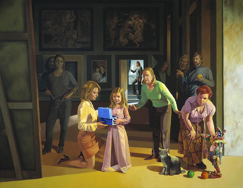 A painting featuring a mother and her children by Artist, Sharon Cosgrove. The work can be seen at the Everhart Museum in Scranton.